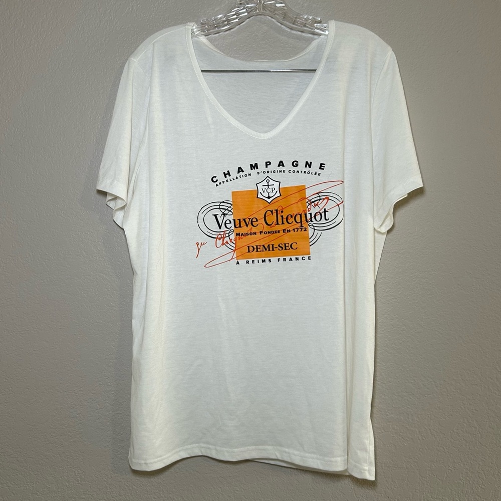 White Graphic V-Neck Tee